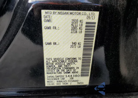 2014 Nissan Altima 2.5 z USA, uszkodzony, nr VIN 1N4AL3AP2EC144380